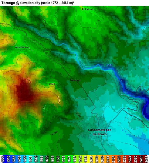 Tozongo elevation map