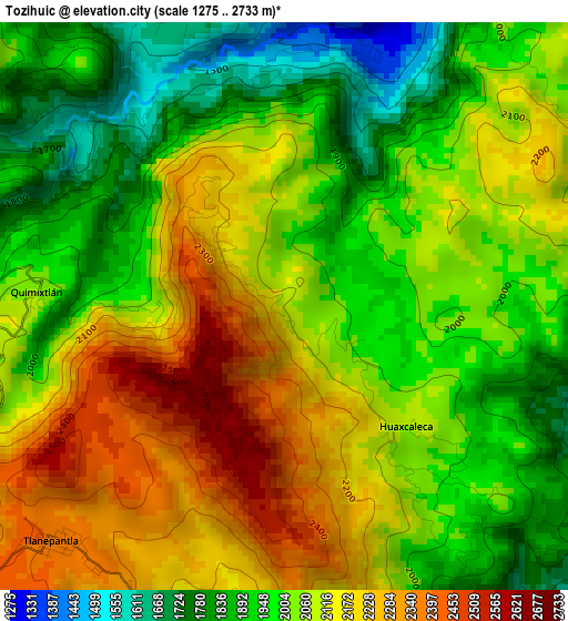 Tozihuic elevation map