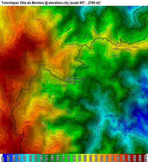 Totontepec Villa de Morelos elevation map