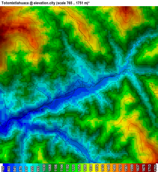 Totomixtlahuaca elevation map