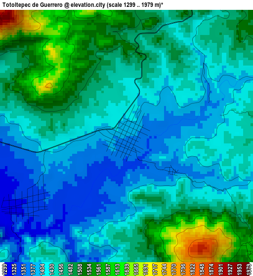 Totoltepec de Guerrero elevation map