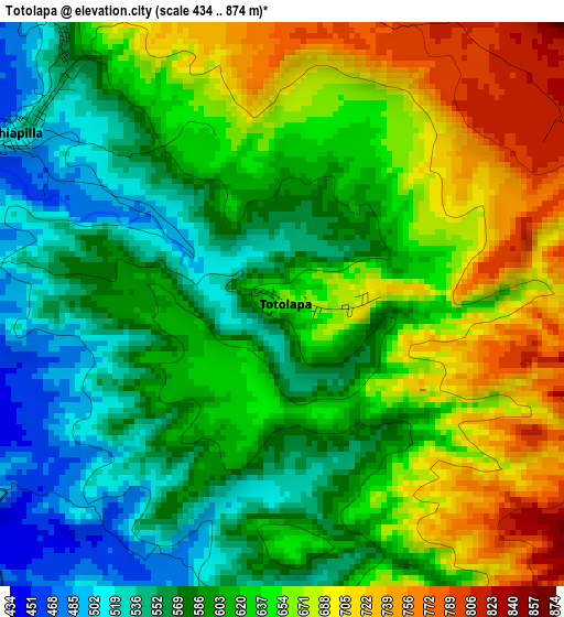 Totolapa elevation map