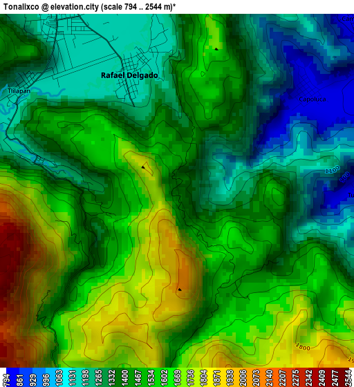 Tonalixco elevation map