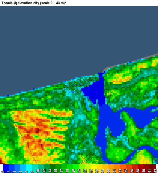 Tonalá elevation map