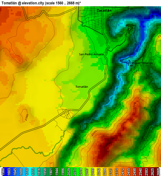 Tomatlán elevation map