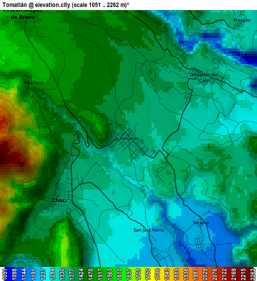 Tomatlán elevation map