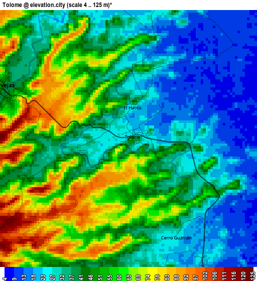 Tolome elevation map