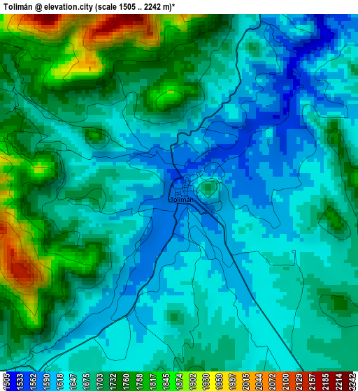 Tolimán elevation map