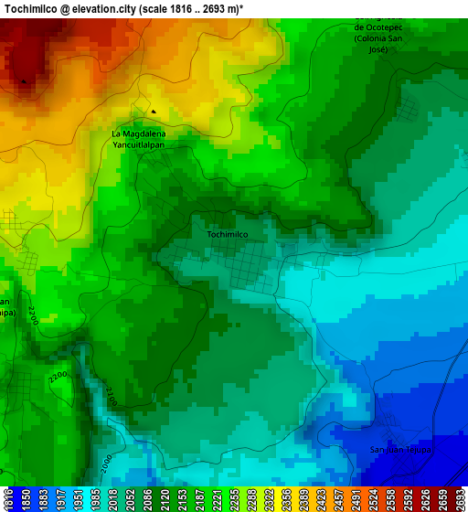 Tochimilco elevation map