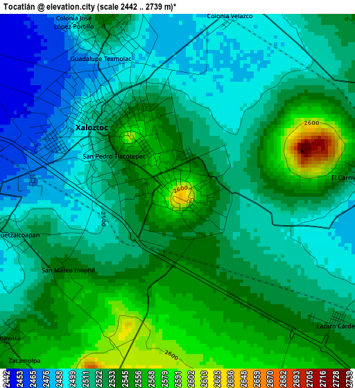 Tocatlán elevation map