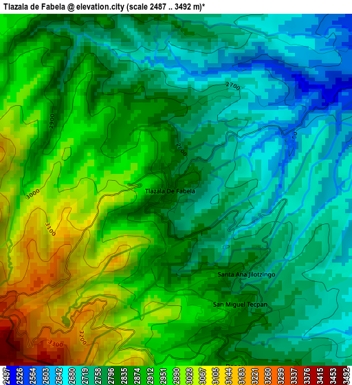 Tlazala de Fabela elevation map