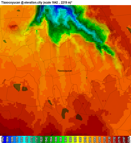 Tlaxocoyucan elevation map