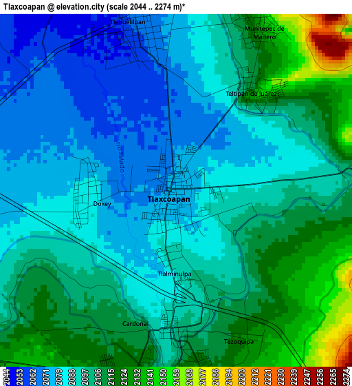 Tlaxcoapan elevation map