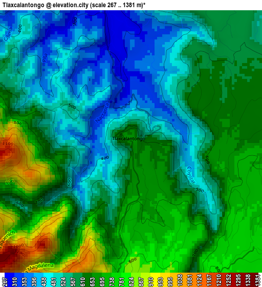 Tlaxcalantongo elevation map