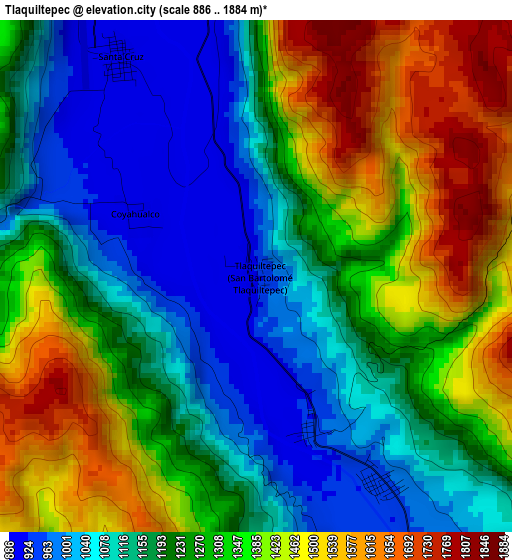 Tlaquiltepec elevation map