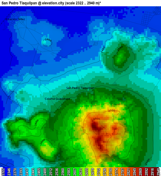 San Pedro Tlaquilpan elevation map