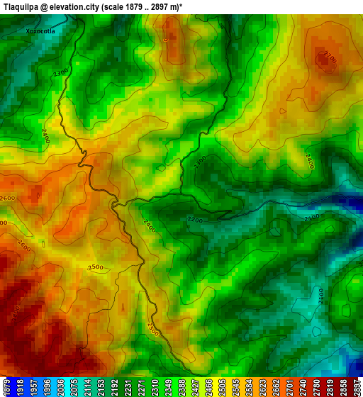 Tlaquilpa elevation map