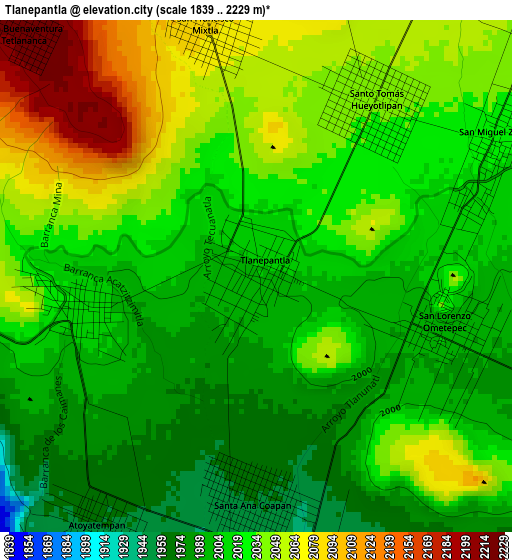 Tlanepantla elevation map