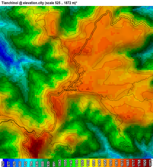 Tlanchinol elevation map