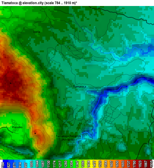 Tlamatoca elevation map