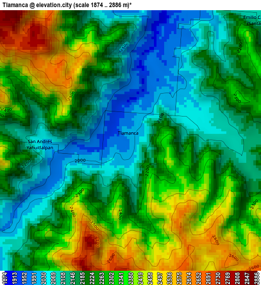 Tlamanca elevation map