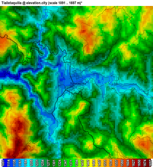 Tlalixtaquilla elevation map