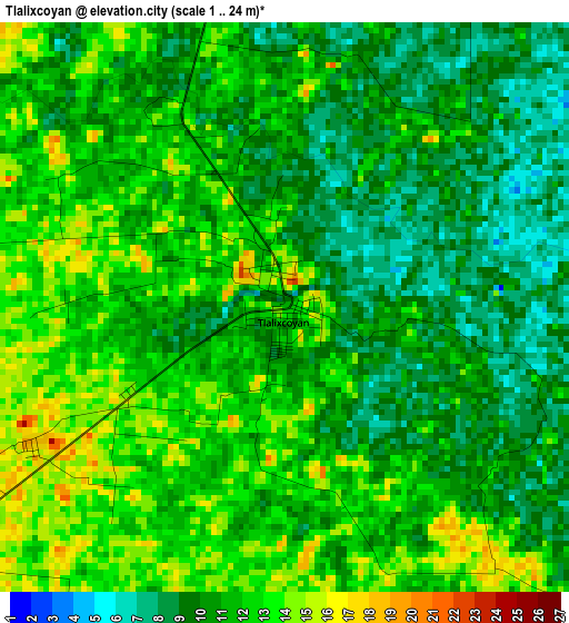 Tlalixcoyan elevation map