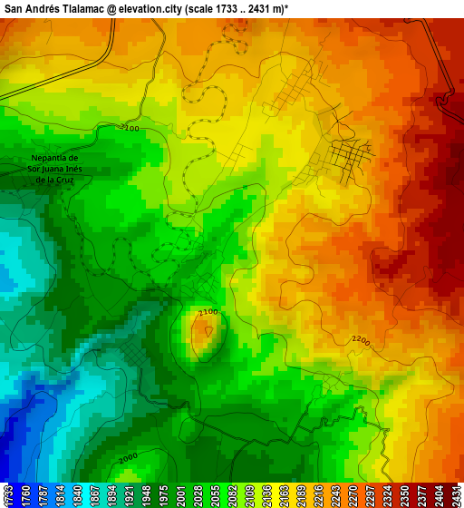 San Andrés Tlalamac elevation map