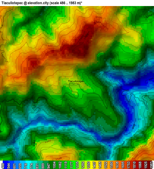 Tlacuilotepec elevation map