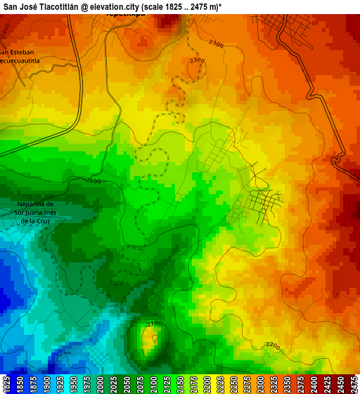San José Tlacotitlán elevation map