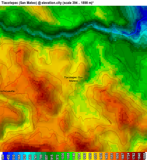 Tlacotepec (San Mateo) elevation map