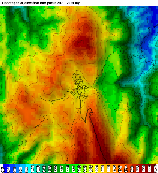 Tlacotepec elevation map