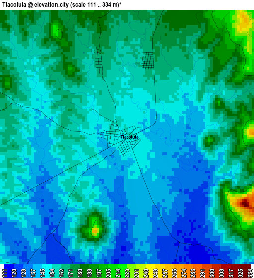 Tlacolula elevation map