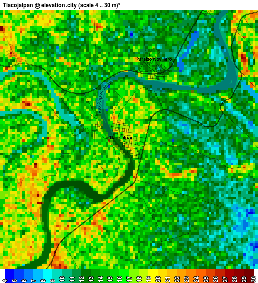 Tlacojalpan elevation map