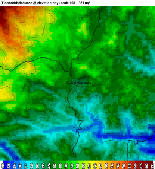 Tlacoachistlahuaca elevation map