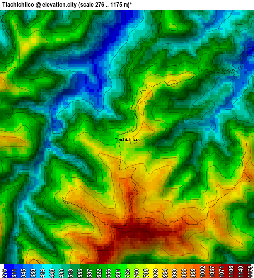 Tlachichilco elevation map