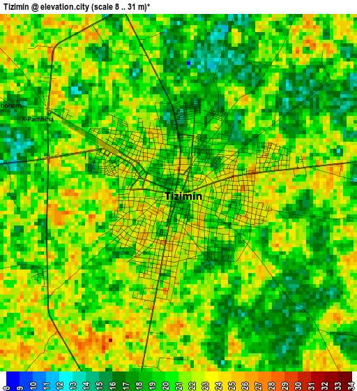 Tizimín elevation map