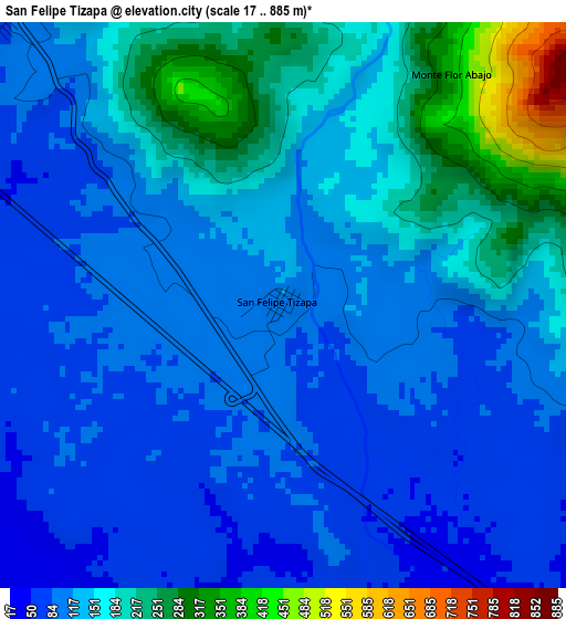 San Felipe Tizapa elevation map