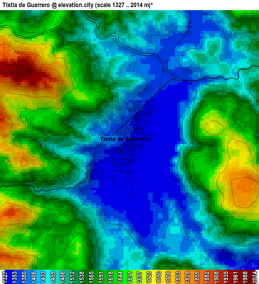 Tixtla de Guerrero elevation map