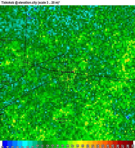 Tixkokob elevation map