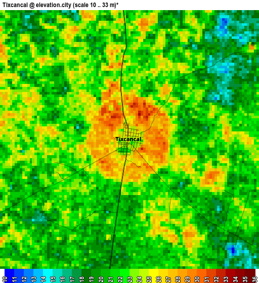 Tixcancal elevation map