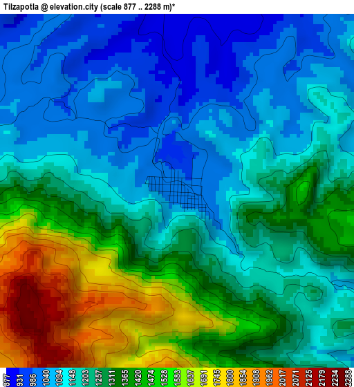 Tilzapotla elevation map
