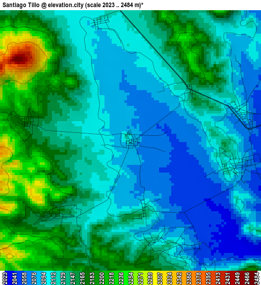 Santiago Tillo elevation map