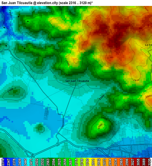 San Juan Tilcuautla elevation map