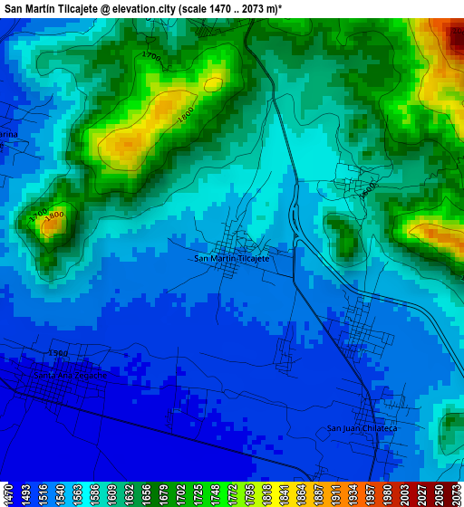 San Martín Tilcajete elevation map