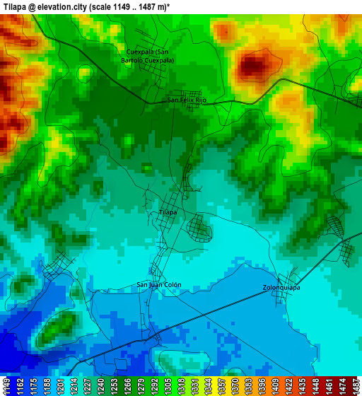 Tilapa elevation map