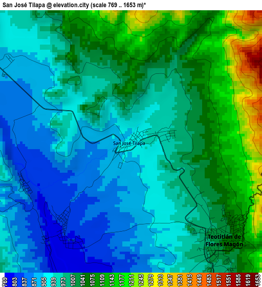 San José Tilapa elevation map