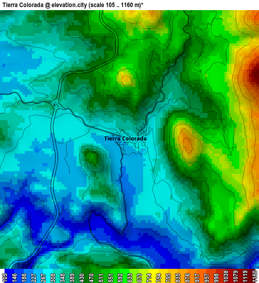 Tierra Colorada elevation map