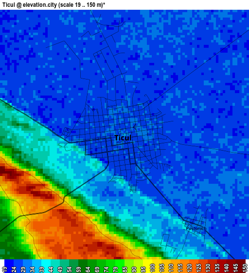 Ticul elevation map