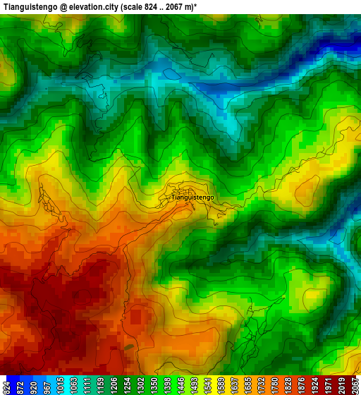 Tianguistengo elevation map